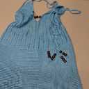 Women's Halter Bodycon Mini Dress Sleeveless Tie Backless Hollow Out Corset Knit Wrap Beach Dress Summer 2026 (Blue, L)