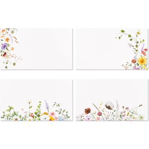Crisky 120 Pack Wildflower Table Place Cards Blank Seating Place Name Cards for Wedding, Parties, Dinner, and Special Events, 2 x 3.5 Inches