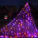 BlcTec Halloween Decorations Outdoor Huge Spider Web Decorations, 19.7ft x 14.7ft Sturdy Lighted White Spider Web with 250 LED Purple Orange Lights, 8 Modes, Timer, Waterproof for Outdoor Decor