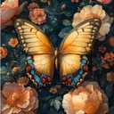 obterie Butterfly Paint by Numbers Kit for Adults Beginner Flower Oil Painting Kit Adult Paint by Number Kits on Canvas DIY Painting for Beginners Art by Numbers for Gifts Home Wall Decor 16x20 Inch (YF033)