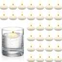 Nuanchu 30 Pcs 1.5'' Unscented Floating Candles Bulk for Centerpieces Votive Floating Cylinder Vases Candles for Wedding Party Anniversary Decoration(White)