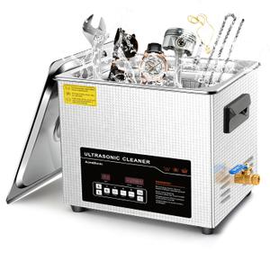 Ultrasonic Cleaner 10L Dual-Frequency Professional Digital Stainless Steel Cleaning Machine with Heater Timer for Denture, Coins, Small Metal Parts, Circuit Board, Lab Tools, etc
