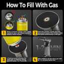 Butane Torch, Butane Refillable Kitchen Cooking Torch, Torch Lighter with Safety Lock And Adjustable Flame For BBQ, Baking, Brulee Creme, Crafts and Soldering(Butane Gas Not Included) (Silver)