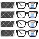 4 Pack Progressive Multifocus Reading Glasses for Women Oprah Style Blue Light Blocking Computer Readers