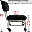 Low Rolling Stool with Back Support Roller Seats, Roller Chair PU Leather Low Stool with Wheels Foot Step Chair for Home,Shop,Office,Garage,Mechanic,Auto Repair,Library,Manicure, Medium - 4 Universal Wheels