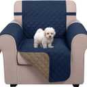 U-NICE HOME Recliner Chair Covers Reversible Chair Cover Pet Covers for Dogs with Elastic Straps Water Resistant Diamond Quilted (23''Armchair, Navy/Taupe)