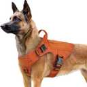 rabbitgoo Tactical Dog Harness for Large, Heavy Duty Pet Harness with Handle, No-Pull Service Vest Large Breed, Adjustable Military Dog Vest for Training Hunting Walking, Orange, L