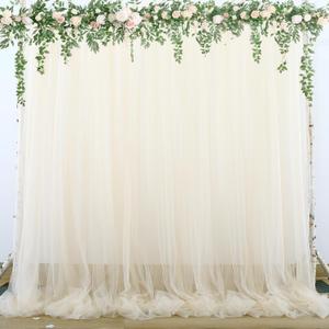 Champagne Sheer Backdrop Curtains for Parties Wedding Baby Shower Birthday Tulle Backdrop Drapes for Engagement Bridal Shower Christmas Photoshoot Background Decorations 10 ft X 10 ft, 2 Panels