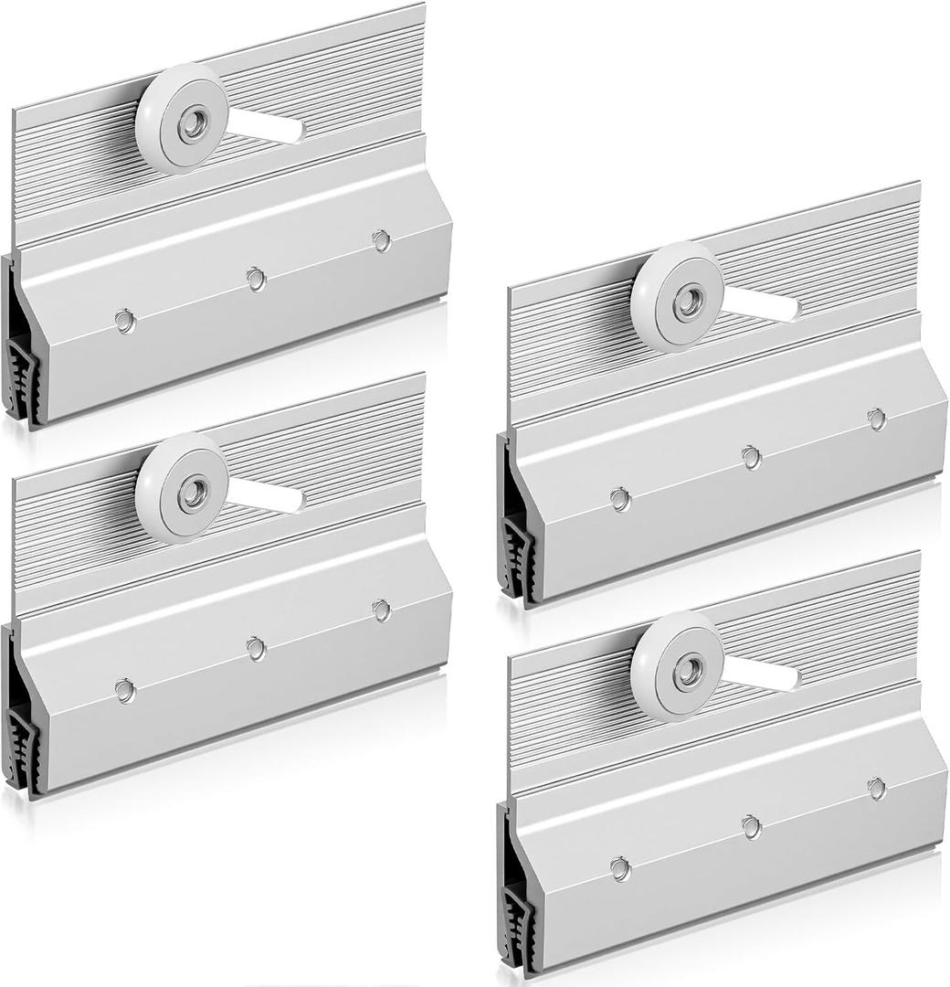 4 Pcs M6053 Frameless Shower Door Roller Top Bracket Assembly 3/4 Inch Round Plastic Wheel Ball Bearings Extruded Aluminum Glass Door Top Brackets