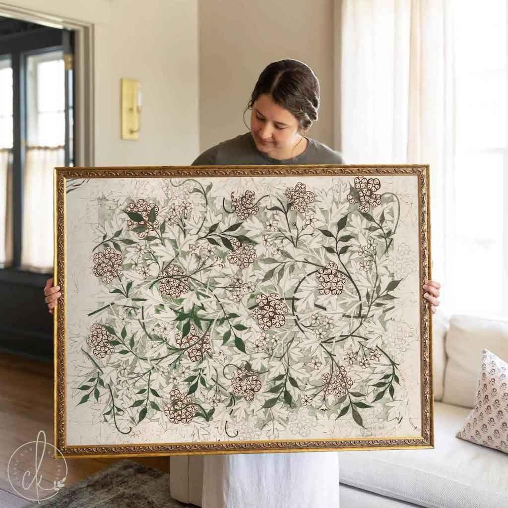 LARGE VINTAGE BOTANICAL TEXTILE WALL ART