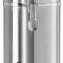 Oggi Stainless Steel Sugar Canister 62 fl oz - Airtight Clamp Lid, Clear See-Thru Top - Ideal Sugar Container for Countertop, Sugar Jar, Bulk Sugar Storage. Large Size 5" x 7.5".