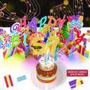 Gumry 57TH Musical Birthday PopUp Card, Blowable Colorful Light Candle 3D Cards with Song, Applause Cheers Sound, Greeting Cards Birthday Gifts Decorations for Women Men Turning 57 Years Old