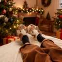 XIXITIAO Slippers For Women,Cow Slippers,Womens Fuzzy Slippers,Cute Animal Cartoon Fluffy Plush House Slippers For Women Men Indoor (Brown)