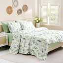 Botanical 6-Piece King Size Sheets Set, Boho Floral Print Brushed Microfiber Sheets, Cooling Bed Sheet Set, Ultra Soft & Breathable, 16' Deep Pocket Fitted Sheet & Pillowcase Set, Sage Green Leaves