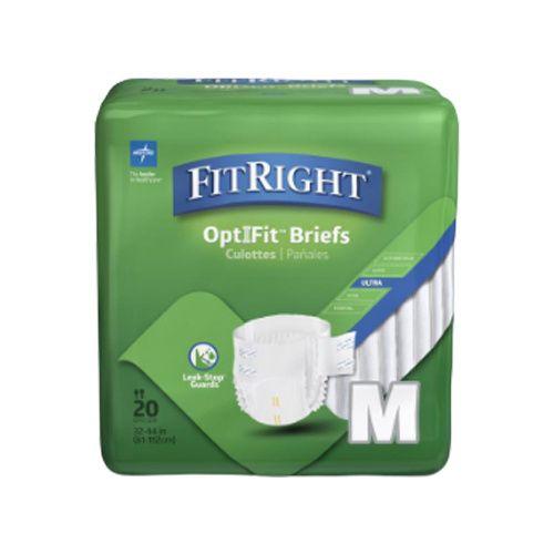 FitRight Ultra Adult Diapers, Disposable Incontinence Briefs, LeakProof Diaper, Absorbent Briefs For Men and Women, Maximum Protection, Medium, 32 – 44 in, 20 Briefs Per Bag