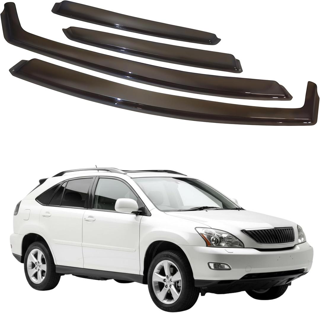 in-Channel Car Window Rain Guard Compatible with Lexus RX330 RX350 (2003-2008) 4pcs, Taiwan Made Precise & Transparent Car Wind Deflectors No Water Leakage Visors