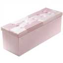 PRANDOM Jumbo Ottoman with Storage [1-Pack] Velvet Folding Small Square Foot Stool with Lid for Living Room Bedroom Coffee Table Dorm Pink 43x15x15 inches