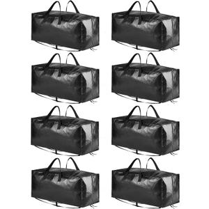 SpaceAid Heavy Duty Moving Bags 8 Pack, Large Storage Totes Bins with Backpack Straps, Strong Handles & Zippers, Packing Moving Boxes Supplies, College Dorm Room Essentials, Black