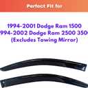 KPY Rain Guards Fit for 1994-2001 Dodge Ram 1500, Out-Channel Window Visors Vent Wind Deflectors 2PC, Truck Accessories for 94-02 Dodge Ram 2500 3500 (Excludes Towing Mirror)