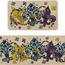 Artoid Mode Irises Beads Mardi Gras Kitchen Mats Set of 2, Carnival Home Decor Low-Profile Kitchen Rugs for Floor - 17x29 and 17x47 Inch