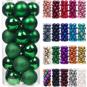 Emopeak 24Pcs Christmas Balls Ornaments for Xmas Tree - 2.5 Inch Shatterproof Christmas Tree Decorations Hanging Ball for Holiday Wedding Party Decoration Grass Green