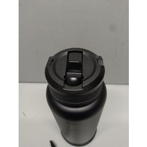 FLASK Camping & Hiking Hydration Flask with Straw, Wide Mouth Insulated Stainless Steel Sports Water Bottle - 40 oz Midnight Black