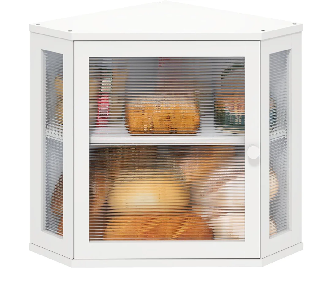 White Bread Box for Kitchen Counter, Bamboo Wood Large Capacity Bread Storage Bin with Acrylic Wavy Door Panel (White, Meduim)
300+ bought