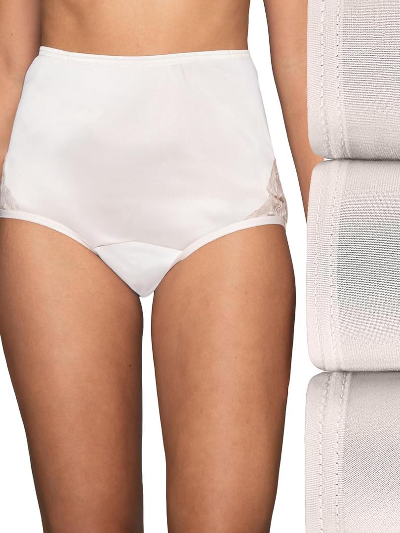 Vanity Fair Women's High Waisted Underwear, Full Coverage Ladies Panties, Perfectly Yours Briefs (White, L)