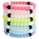 Zodaca 8 Beaded Bracelets for Girls, Silicone Bracelet Pack for Kids, Cute Bead Bracelets