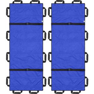 2 Pcs 72" x 27" Portable Foldable Stretcher with 12 Rubber Foam Handles Medical Emergency Lightweight Patient and Animals Transport Stretcher for Rescue First Aid(Blue)