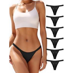 TIICHOO Period Thong Underwear for Women Lace Period Panties Thong Light Absorbency Leakproof Underwear Pack of 5, S