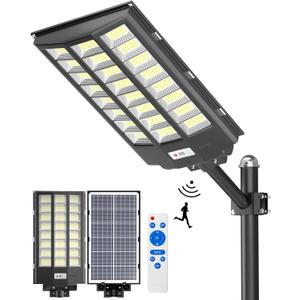 Gefolly SL-8600W Solar Street Light Outdoor, Wide Angle 680000LM Commercial Parking Lot Light Dusk to Dawn 6500K Flood Security IP67 with Motion Sensor Lamp for Yard, Basketball Court