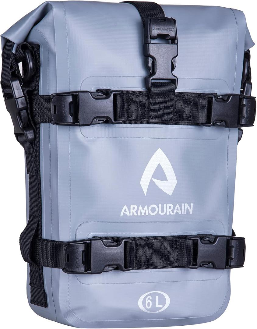 Motorcycle Bumpers Bag Waterproof 6L 8L 15L Motor Crash Bar Bag with Shoulder Strap Motorcycles Side Frame Bag Riding Tools Accessories(6L Grey)