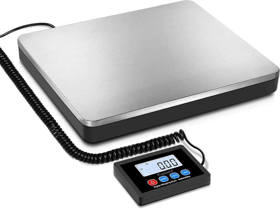 Fuzion Shipping Scale 440lb x 10g Accuracy, Postal Scale with Hold/Tare, Digital Shipping Scale for Packages Small Business, Luggage, Battery & AC/DC Adapter