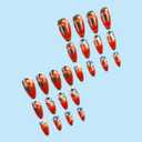 8 x IMSOHOT Press on Nails Medium Almond Fake Nails Red Orange Flower False Nails with Design Glossy Gradient Artificial Acrylic Full Cover Stick on Nails for Women Manicure