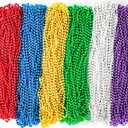 144 Pcs Mardi Gras Beads Bulk, 33 Inch 7mm Carnival Beaded Necklaces Decorations For Mardi Gras Festivals, Mardi Gras Parades, Night Club Dress-up Events Party Costume (Multi-color)