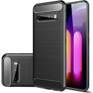 Case for LG V60 ThinQ 5G Case/LG V60/LM-V600EA Case, Slim Thin Carbon Fiber Phone Case TPU Soft Back Cases Anti-Scratch Shockproof Protective Cover for LG V60 ThinQ Black