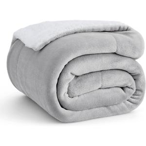 Bedsure GentleSoft Sherpa Fleece Twin Size Blanket for Couch, Non-Heated, Thick and Warm Throw for Women and Men, Soft Fuzzy Plush Twin Blanket for Winter, Light Grey, 60x80 Inches