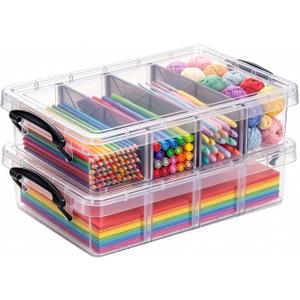 Citylife 2PC Storage Bins with Lids, Storage Box with Dividers