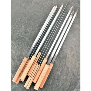 17-Inch Large Metal Barbecue Skewers,HONSHEN Heavy Stainless Steel 3/8 Inch Wide Blade with Hardwood Handle Long Flat BBQ Skewers for Grilling Meat,Chicken,Shrimp,Vegetables-Set of 12 (17 INCH)