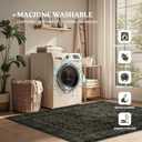 Boho Washable Rug for Living Room: Vintage 8x10 Area Rugs for Bedroom Soft Non Slip - Thin Stain Resistant Carpet for Dining Room Indoor - Dark Green