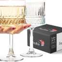 The Buybox Extra Large Glass Goblet, Vintage Coupe Glasses, Big Square Wine Glasses. Cocktail, Champagne, Margarita Glasses, Long Stem Glassware (16.9oz/500ml) (Set of 2 Glasses)