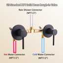 Matte Black 2 Handle Shower faucet Set, 8 Mode Shower Head Bathroom Shower Faucet Trim Kit with Rough-in Valve, Wall Mount