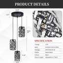 Black Crystal Pendant Lights Kitchen Island, Adjustable Hanging Chandelier with Ambient Lighting, E12 Base, Plated Modern Farmhouse Fixture for Dining Room, Bedroom, Living Room