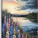 LASMOND Beautiful Colorful Grassland by Riverbank Landscape Wall Art Decor Artwork for Bedroom (24x48 Inches) (46L" x 23W")
