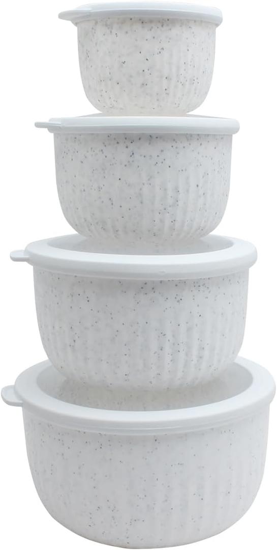 COOK WITH COLOR Prep Bowls with Lids- Wide and Deep Nesting Plastic Small Mixing Bowl Set with Lids, 8 Piece Set - Deep Bowls, Speckled White COOK WITH COLOR Prep Bowls with Lids- Wide and Deep Nesting Plastic Small Mixing Bowl Set with Lids, 8 Piece Set - Deep Bowls, Speckled White