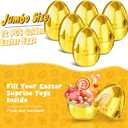FLYSNK 6 Pcs Jumbo Golden Easter Eggs, 6 Inch Metallic Giant Plastic Gold Eggs Fillable for Easter Hunt Party Favor Easter Basket Stuffers Fillers Filling Treats Classroom Prize Supplies for Kids