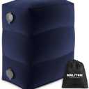 Maliton Inflatable Travel Foot Rest Pillow, Kids Airplane Bed, Adjustable Height Leg Pillow for Air Travel, Make a Flat Bed for Kids and Toddlers, Great for Airplane, Train, car Blue, 1 Pack