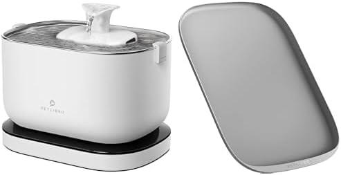 Bundle of PETLIBRO Cat Water Fountain,Wireless Pet Fountain Battery Operated,2.5L/84oz Automatic Dog Water Dispenser + PETLIBRO Dog Food Mat, Safety Silicone Cat Food Mat for Feeder & Fountain (White)