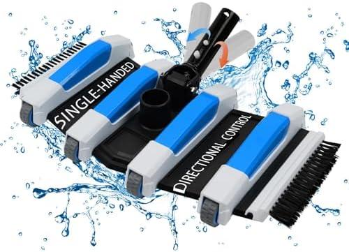 Enhanced Pool Vacuum Head with Direction-Control Swivel Handle Pool Brush Head with Wheels for Vinyl Liner Professional Weighted Pool Vac Cleaner for Inground & Above Ground Pool - Blue